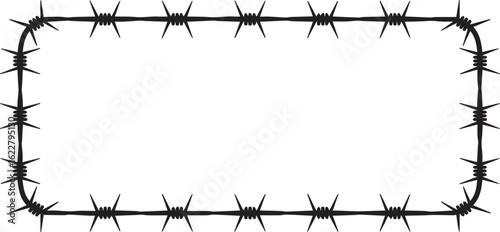Black barbed wire rectangular border design frame sharp