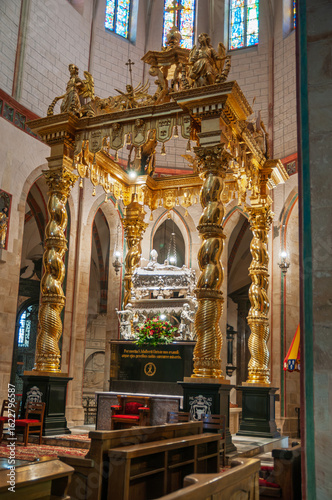 Royal Gniezno Cathedral's interior with sarcophagus St. Adalbert, historical and royal city in Greater Poland Voivodeship