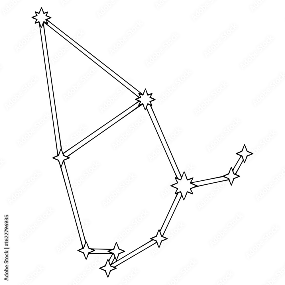 Fototapeta premium Cepheus constellation illustration hand drawn outline vector