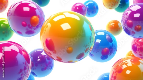 Vibrant Rainbow Glossy Spheres Abstract Background