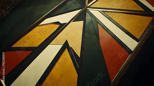 Abstract Geometric Art,  Golden Hues and Dark Accents