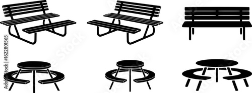 Outdoor seating arrangements with benches and picnic tables outdoor furniture park furniture