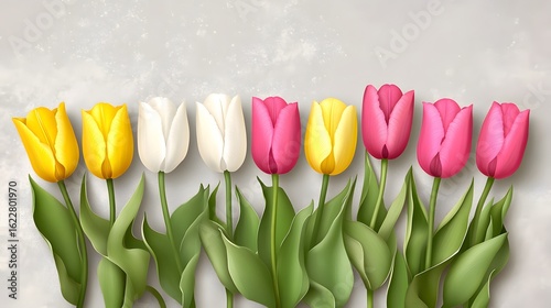Vibrant Spring Tulips Row Floral Arrangement