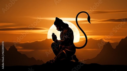 Wallpaper Mural Bajrangbali at Moonrise - Epic Silhouette Scene Torontodigital.ca