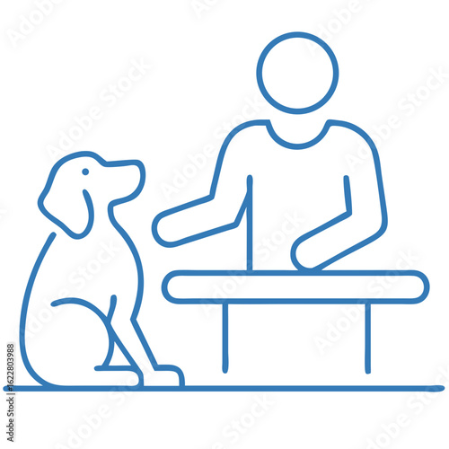 Person interacting with dog in a therapy session setting  