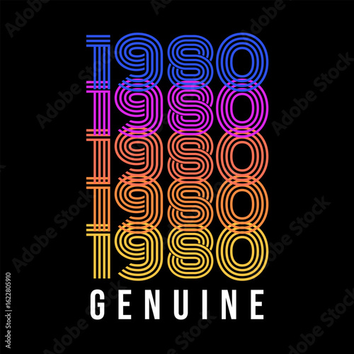 Retro 1980 Genuine Typography – Colorful Vintage Gradient Lines
