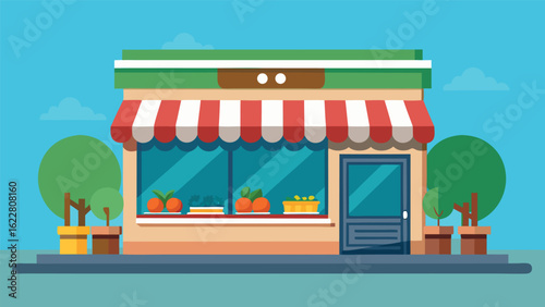 Front View Realistic Grocery Store Icon.