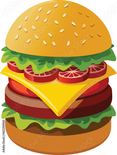 High Resolution Bacon Cheeseburger Illustration.