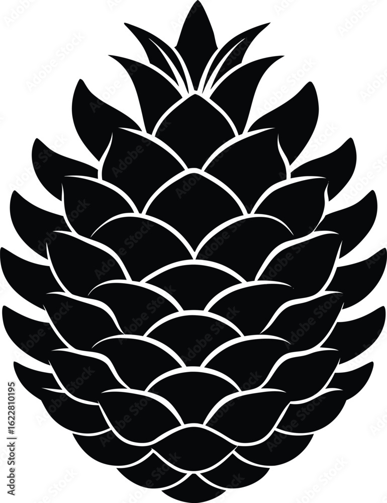 Obraz premium Black and white pine cone silhouette vector illustration