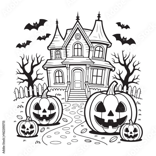 Bold and Easy Cozy Halloween Coloring Pages, Vector Illustration, Black and White, Halloween, Coloring Pages, Bold and Easy Halloween Printable, Halloween holiday, Cozy Halloween Coloring Page,