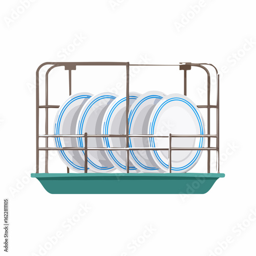 Dish rack holding clean plates

