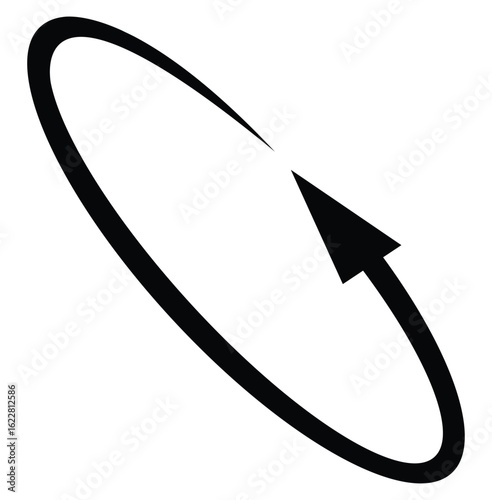 Oval circle rotate arrow icon. Ellipse orbit line arrow symbol. Oval circumference sign. Vector illustration isolated on white background.