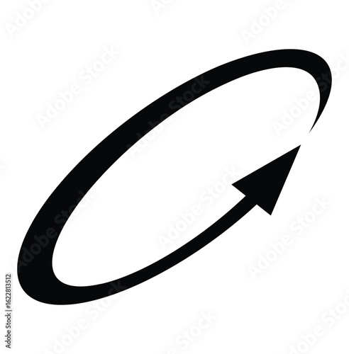 Oval circle rotate arrow icon. Ellipse orbit line arrow symbol. Oval circumference sign. Vector illustration isolated on white background.