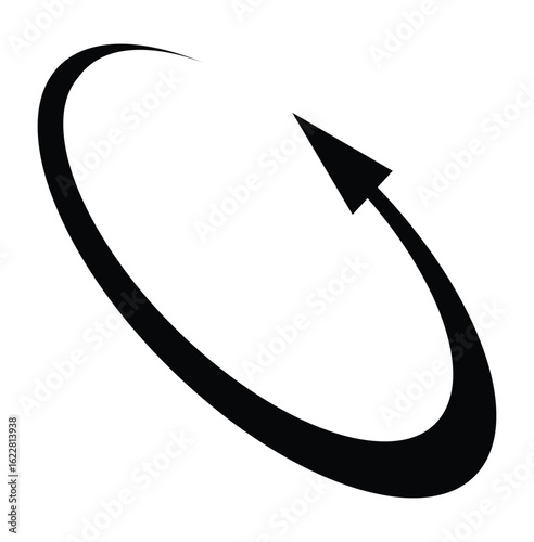 Oval circle rotate arrow icon. Ellipse orbit line arrow symbol. Oval circumference sign. Vector illustration isolated on white background.