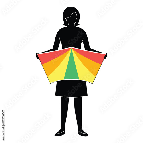 Flat Black Silhouette of a Woman Folding Paper for Craft – Clean Minimal Vector on White Background