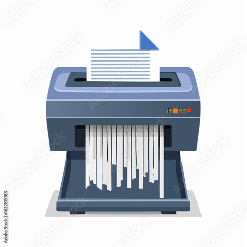 Paper shredder with paper halfway inside


