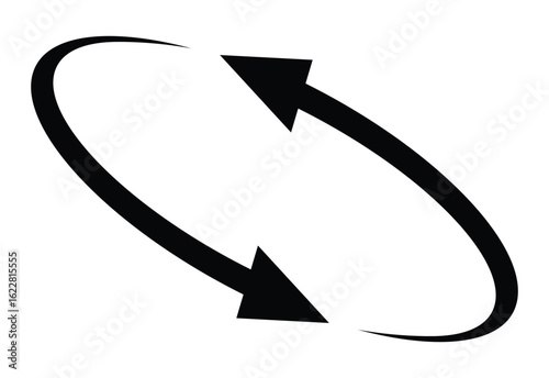 Oval circle rotate arrow icon. Ellipse orbit line arrow symbol. Oval circumference sign. Vector illustration isolated on white background.