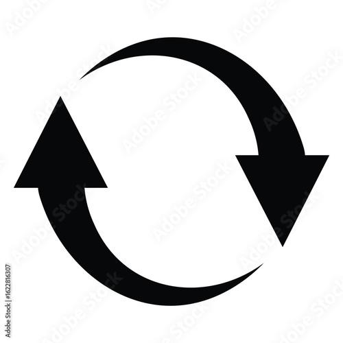 Oval circle rotate arrow icon. Ellipse orbit line arrow symbol. Oval circumference sign. Vector illustration isolated on white background.