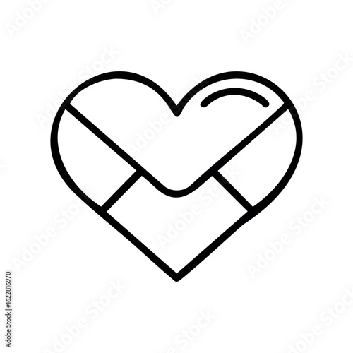 Hand-drawn heart icon with geometric line design – stock vector icon in line style