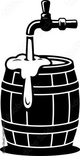 Black silhouette vector of a beer barrel with an open tap
