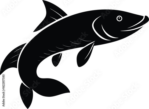 Silhouettes de thons et de requins sous-marins, icônes de la vie animale marine pour la pêche dans l'océan