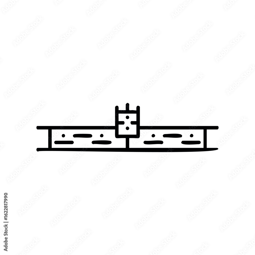 Simple drawing of a wooden ruler with measurement units – stock vector icon in line style Simple drawing of a wooden ruler with measurement units – stock vector icon in line style