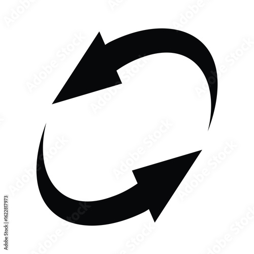 Oval circle rotate arrow icon. Ellipse orbit line arrow symbol. Oval circumference sign. Vector illustration isolated on white background.