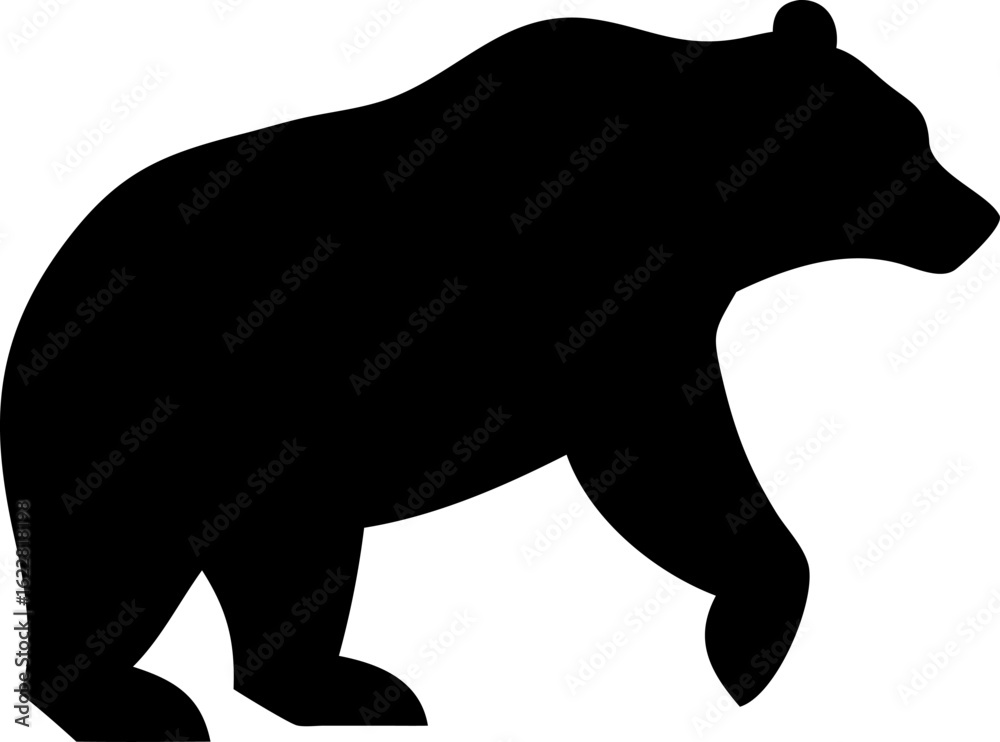 Obraz premium Bear Silhouette Icon – Wild Animal, Nature & Wilderness Symbol