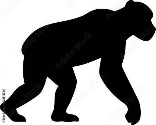 Chimpanzee Silhouette Icon – Wild Animal, Nature & Primate Symbol

