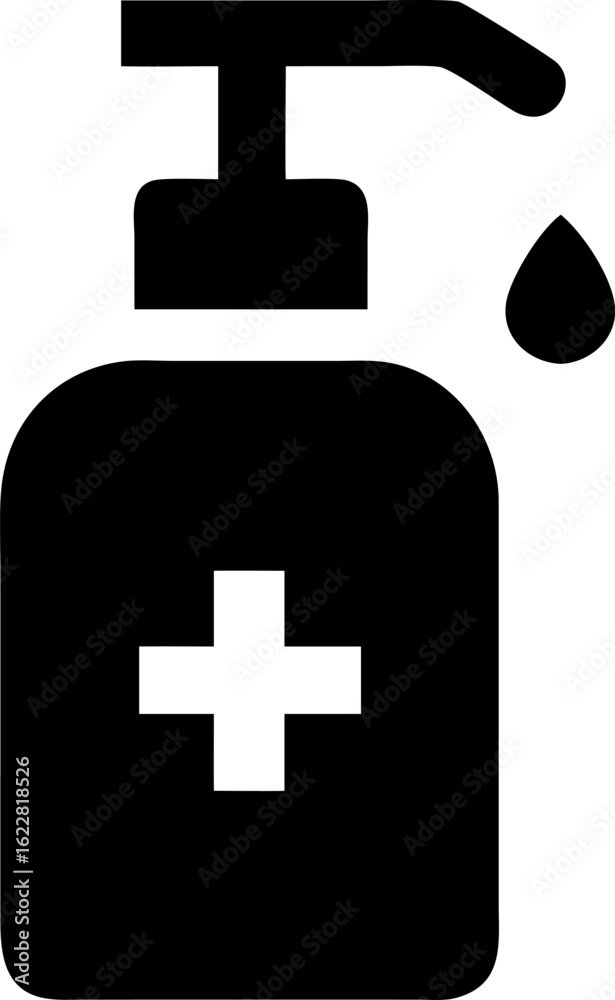 Obraz premium Hand Sanitizer Bottle Silhouette Icon – Hygiene, Health & Public Safety Symbol