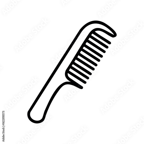 Simple black comb with wide and narrow teeth – stock vector icon in line style
