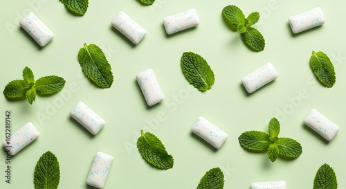 Refreshing Mint Gum Chewing Gum Sweet Flavor Mint Leaves