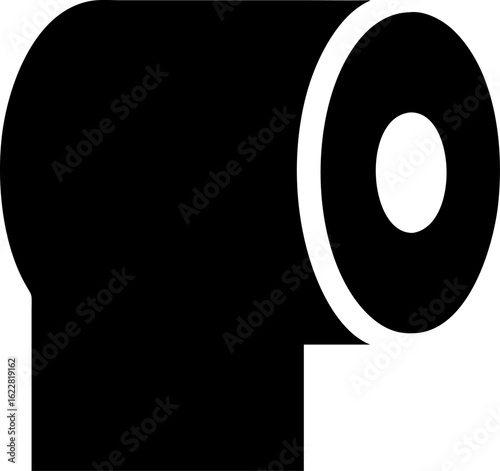 Toilet Paper Roll Silhouette Icon – Hygiene, Bathroom & Household Symbol

