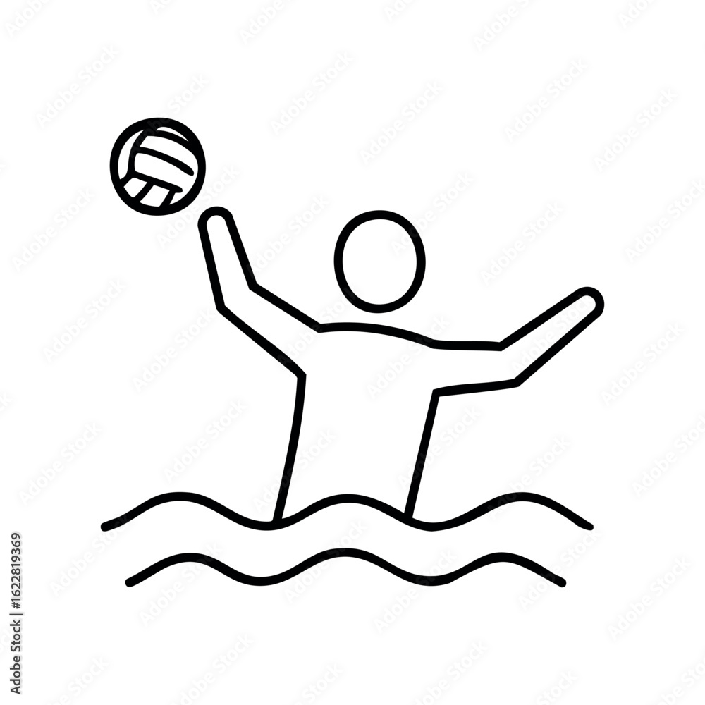 Fototapeta premium Outline of a person playing water polo in the pool – stock vector icon in line style