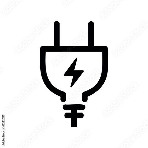 Electric plug icon with energy symbol for power and charging concepts – stock vector icon in line style