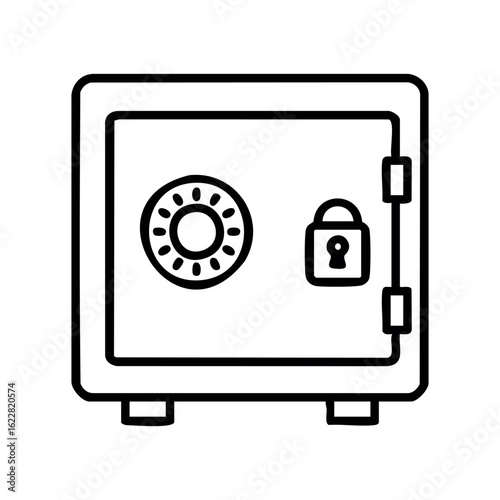 Secure safe with combination lock and padlock icon – stock vector icon in line style