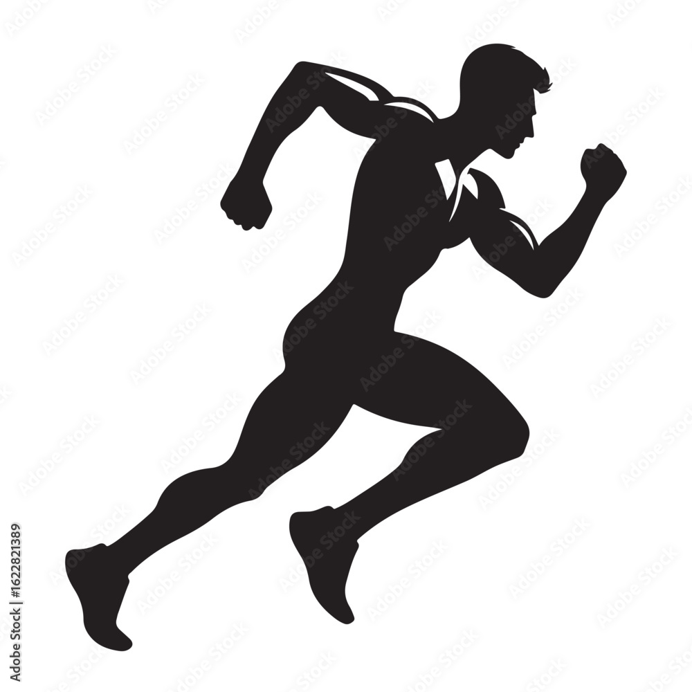 Obraz premium Dynamic running human figure in a bold silhouette style