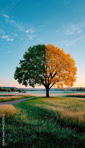 Tree with split colors