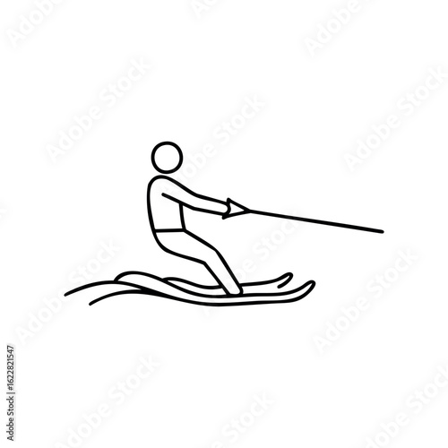 Simplified illustration of a person water skiing – stock vector icon in line style
