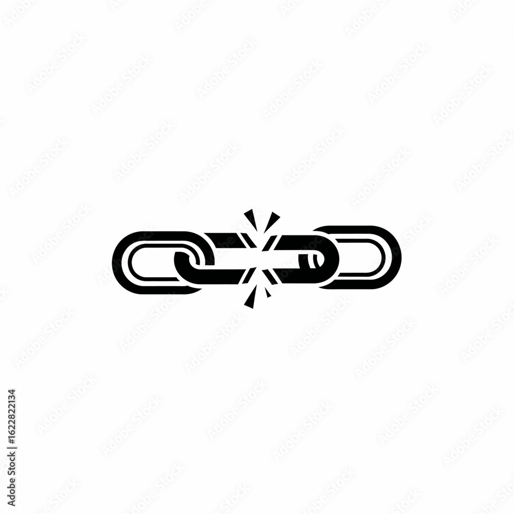 Obraz premium Broken Chain Link Icon: Symbolic Representation of Disconnection