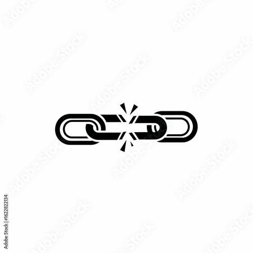 Broken Chain Link Icon: Symbolic Representation of Disconnection