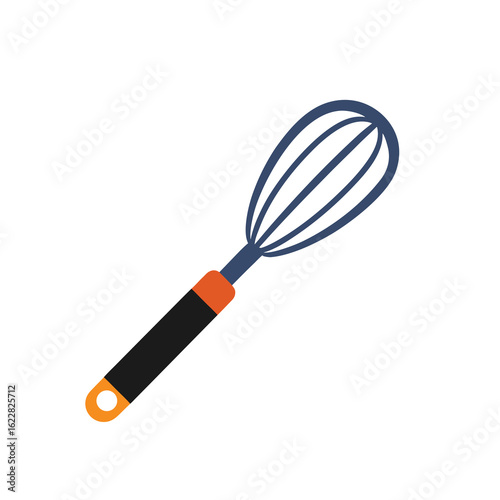 Blue and Orange Whisk Illustration for Cooking and Baking Isolated on White on white background
