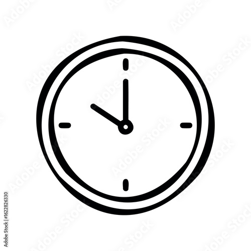 Simple analog clock with minimalist design and bold black lines – stock vector icon in line style