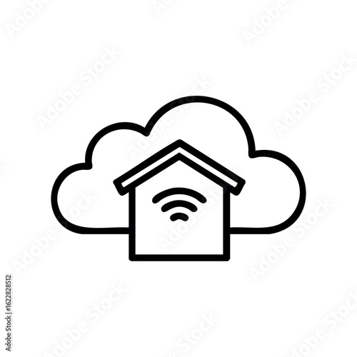 Smart home technology with cloud integration icon – stock vector icon in line style