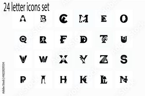 Alphabet letter set with numbers and symbols isolated on white background