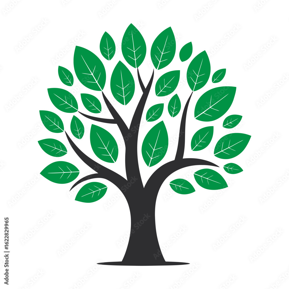 Obraz premium Green Spring Tree, tree vector, green tree icon and logo style 