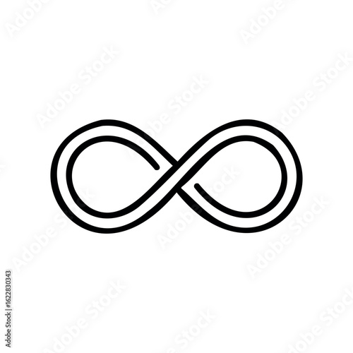 Minimalist infinity symbol design in black and white – stock vector icon in line style