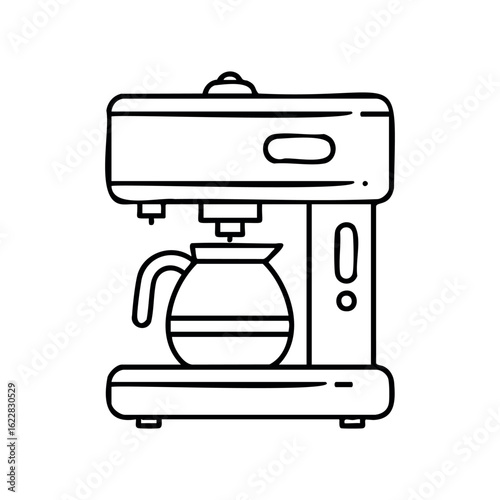 Simple line drawing of a coffee maker with a pot – stock vector icon in line style