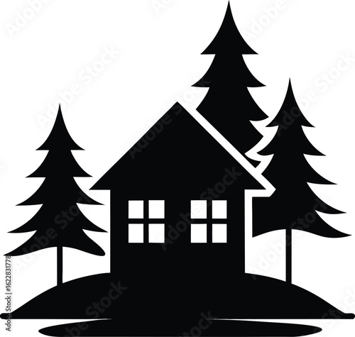 Noël avec une illustration vectorielle de paysage de forêt de pin avec de la neige et un sapin de Noël, une célébration de vacances de la saison hivernale