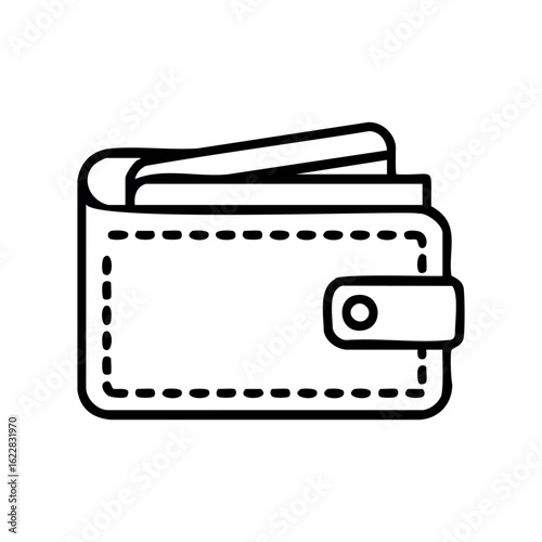 Simple outline of a wallet with a buttoned flap and cards inside – stock vector icon in line style